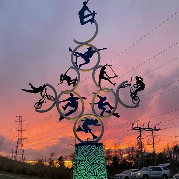 Illuminated Sculpture in Evening