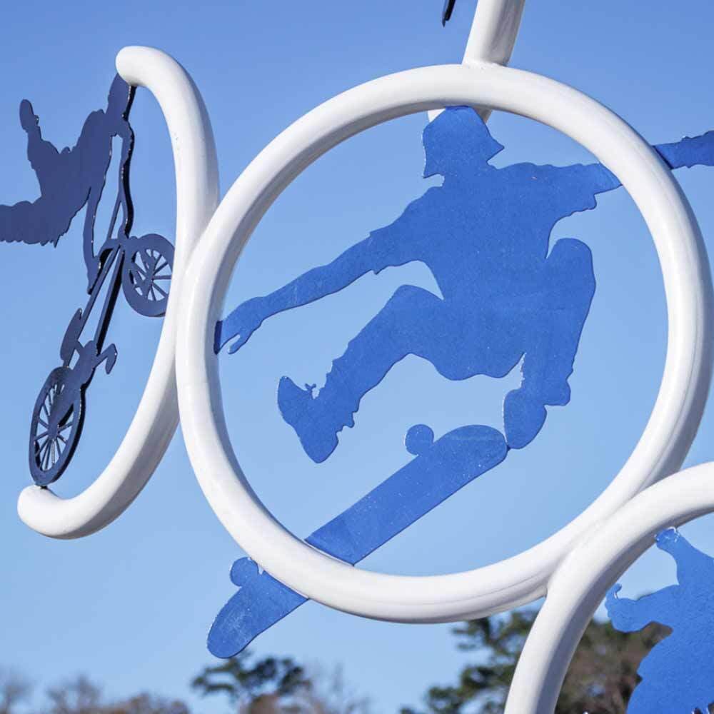 Skate and Bike Sculpture Close Up