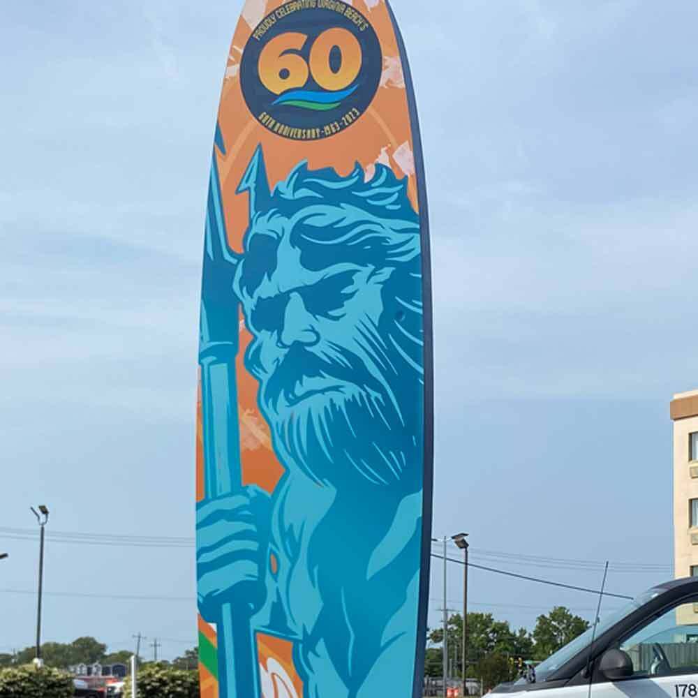 Surfboard Wrapped with King Neptune
