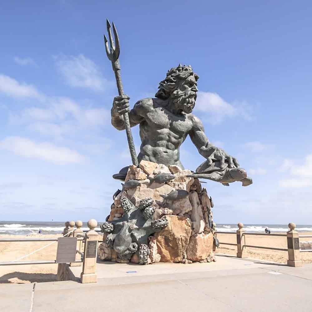 Wide Shot of King Neptune Statue