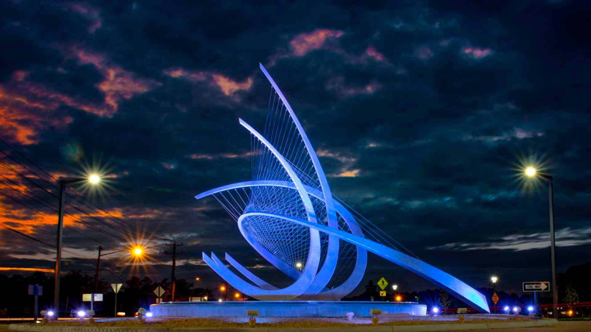 The Wave Sculpture at Night